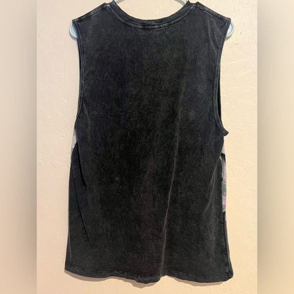 Midnight Hour Skull Floral Tank Top•Goth Grunge Sleeveless Tee•Black Purple Rose - Picture 4 of 4